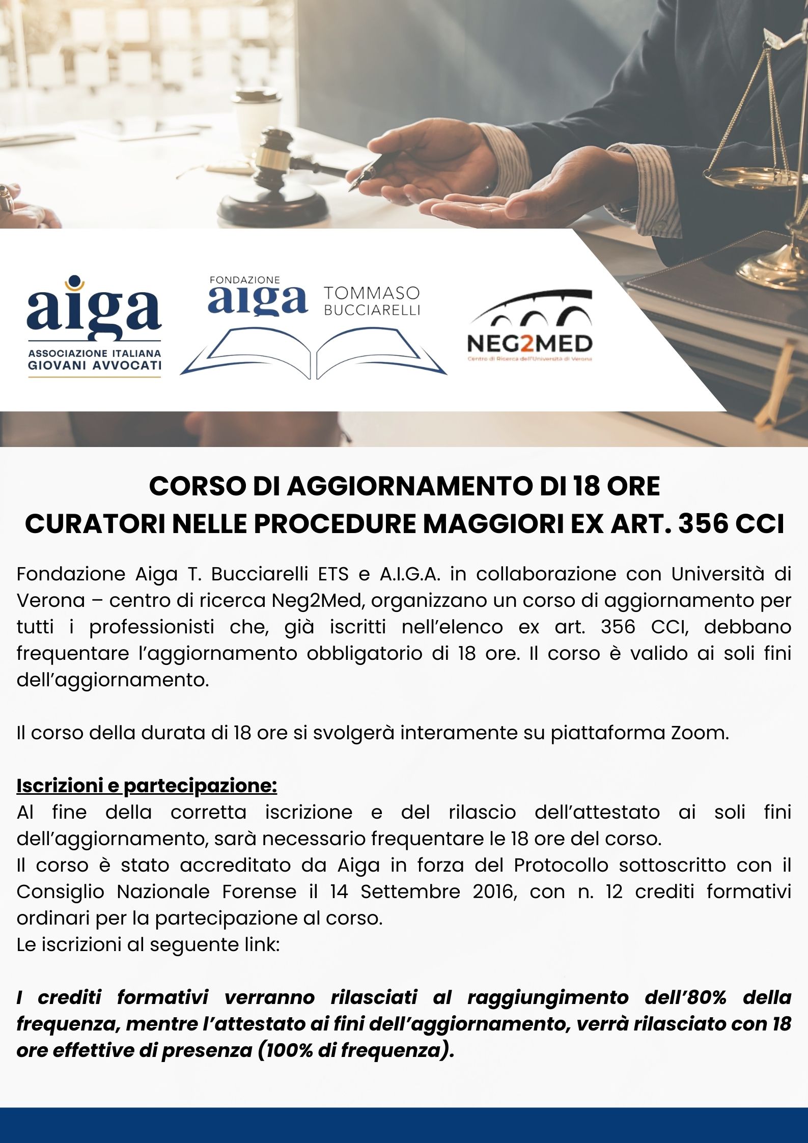 CORSO CURATORI NELLE PROCEDURE MAGGIORI EX ART 356 CCI