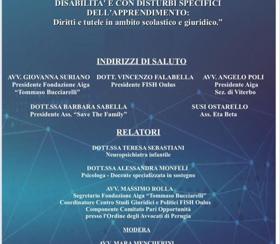 Evento formativo L’inclusione scolastica degli alunni con disabilità e DSA