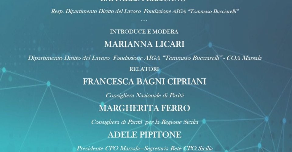 Evento formativo PARI OPPORTUNITA’ E DISCRIMINAZIONI DI GENERE NEL MONDO DEL LAVORO